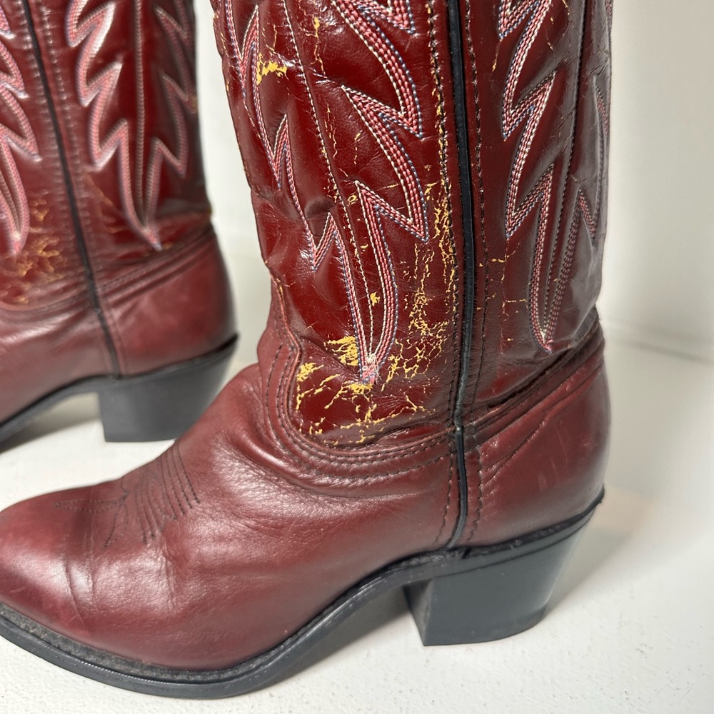 **SOLD**Durango Red Cowboy Boots Womens 6.5 Western Boots Burgundy Tall Leather - Picture 2 of 9